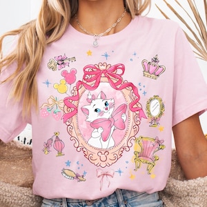 Camiseta de la Gata Marie de Disney Los Aristogatos con lazo coqueto, camiseta de Disney Marie, Animal Kingdom, camiseta familiar a juego para vacaciones en Disneyland