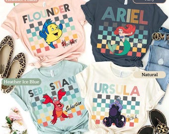 Camisetas de personajes de Disney, camiseta de personajes de La Sirenita, camiseta de los Parques Disney, camiseta a juego para viajes familiares a Disneyland, regalo de cumpleaños
