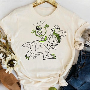 Disney Pixar Toy Story 4 Forky Rides Rex Sketch T-Shirt, Disneyland Family Vacation Shirt, Disney World Matching Birthday Gifts