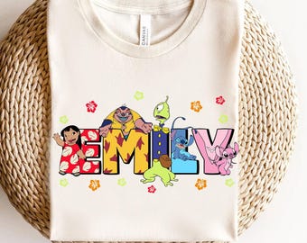 Camiseta personalizada con nombre de Lilo y Stitch, camiseta personalizada para niña y niño, viaje familiar a Disneyland, bonito atuendo de cumpleaños para niño y niña.