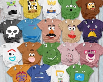 Disney Pixar Toy Story 5 Big Face Halloween Costume, Woody Buzz Jessie Bo Peep Slinky Rex Forky Lotso Hamm, Disneyland Family Vacation Shirt