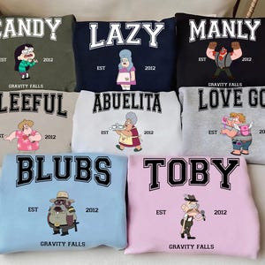 Disney Channel Est 2012 Gravity Falls Custom Retro Shirt Robbie Shirt, Gravity Falls Full Characters Tee, Disneyland Family Matching Shirt image 2