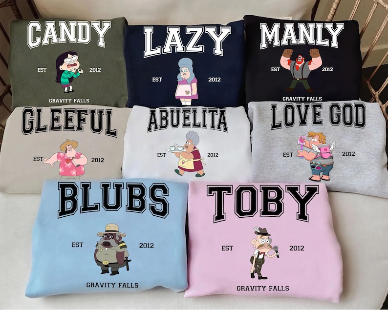 Disney Channel Est 2012 Gravity Falls Custom Retro Shirt Robbie Shirt, Gravity Falls Full Characters Tee, Disneyland Family Matching Shirt image 2
