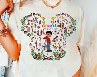 Chemise Coco Disney Pixar, chemise sur le thème du film Coco Disney Mickey Head, chemise Coco Miguel Hector Dante, chemise assortie Disneyland Family Trip