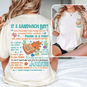 2-Sided Disney Lilo And Stitch Pudge Controls The Weather Shirt, Disney Pudge Tuna It's Sandwich Day Shirt, Walt Disney World Matching Shirt image 2
