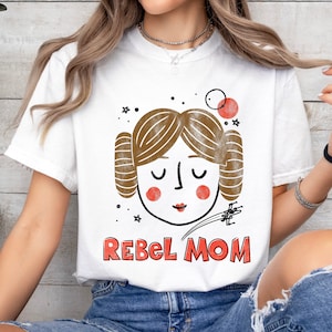 Star Wars Princess Leia Rebel Mom Doodle Drawing T-Shirt, Mother&#39;s Day Tee, Disneyland Family Vacation Shirt, Magic Kingdom, Birthday Gifts
