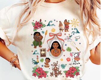 Camiseta de Moana con lazos coquetos, camiseta de Moana de Disney, camiseta de Moana de Disney Maui, camiseta de Moana Hei Hei y Pua, Animal Kingdom, camiseta familiar a juego para viaje a Disneyland