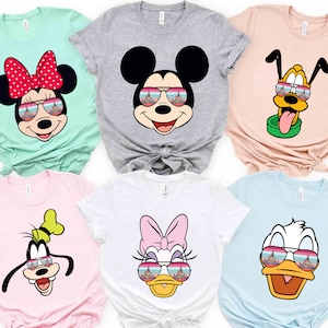 Disney Mickey en Friends Big Face zonnebril Vacay Mode T-shirt, shirt Mickey Minnie Donald Daisy Goofy Pluto, Disneyland Halloween-shirt