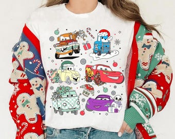 Disney Cars Full Characters Christmas Lights Shirt, Lightning McQueen Christmas Tee, Tow Mater Christmas Tee, Mickey's Very Merry Christmas