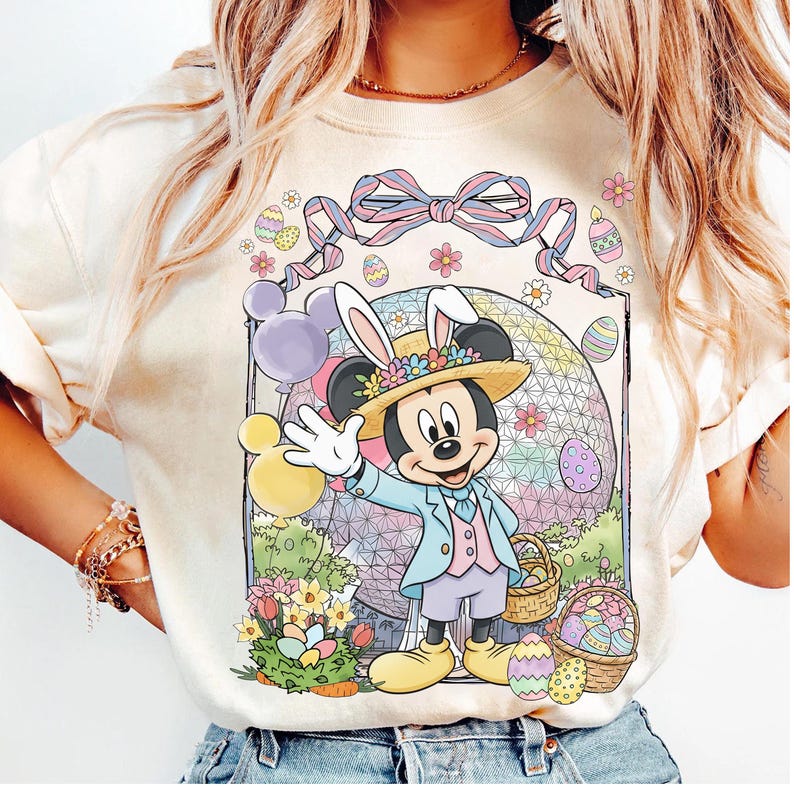Customize Mickey and Friends Easter Eggs Shirt, Coquette Bow Epcot Park Easter Day 2026 Tee, Walt Disney world Disneyland Family Trip Shirt image 4