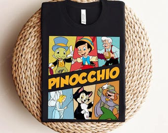Disney Pinocchio Retro 90s Characters Shirt, Pinocchio Shirt, Magic Kingdom Shirt, Disneyland Family Trip Matching Shirt, Birthday Gifts
