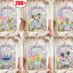 Customize Mickey and Friends Easter Eggs Shirt, Coquette Bow Epcot Park Easter Day 2026 Tee, Walt Disney world Disneyland Family Trip Shirt image 1