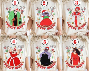 Disney Villains Christmas Vacay Mode T-shirt, Maleficent Cruella Ursula Christmas Shirt, Disney Villains Group Matching Christmas Shirt