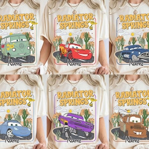 Personalized Disney Retro 90s Cars Radiator Springs Shirt, Disney Cars Land Racing Shirt, Disneyland Vacation Family Matching Shirt