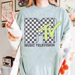 MTV Music Television Checkerboard Logo Fill T-Shirt, MTV Logo Shirt, Matching Disneyland Family Vacation Shirt, Disney Matching Gifts