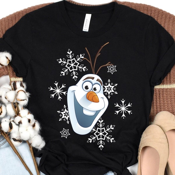 Disney Frozen Olaf Smile Snowflake Christmas T-Shirt, Cute Olaf Portrait Xmas, Disneyland Family Vacation Trip Gift, Walt Disney World Tee