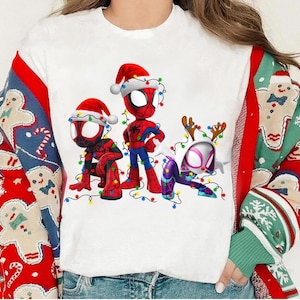 Marvel&#39;s Spidey and his Amazing Friends Christmas Lights T-Shirt ,Disneyland Family Vacation  Trip  Gift 2025,Walt Disney World Tee for Kid