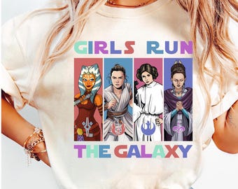 Camiseta de Star Wars Girls Run The Galaxy, camiseta de la Princesa Leia de Galaxy's Edge, viaje de chicas a Galaxy's Edge, camiseta familiar de Disneyland, camiseta de viaje a WDW