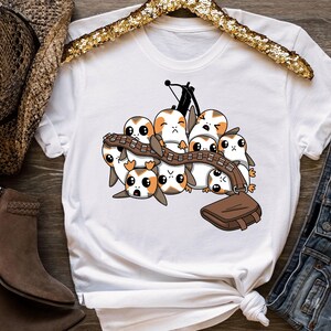 Star Wars Porgs Playing With Chewbaccas Things Portrait Shirt, Disneyland Vacation Shirt, Disney Birthday Gifts for Kid, Magic Kingdom