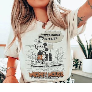 Camiseta Disney 100 Mickey Mouse Steamboat Willie Sound Cartoon D100, Magic Kingdom, Camiseta para vacaciones familiares en Disneyland, Regalos de cumpleaños