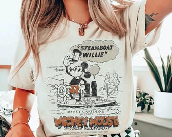 Disney 100 Mickey Mouse Steamboat Willie Sound Cartoon D100 Shirt, Magic Kingdom, Disneyland Family Vacation Shirt, Birthday Gifts