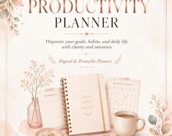 Ultimate Productivity Planner Printable PDF, Digital Planner, Habit Tracker, Goal Planner, Motivational Quotes