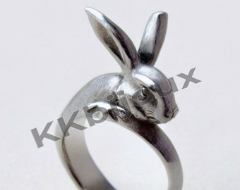 Sterling Silber Kaninchen Ring: Tier Schmuck