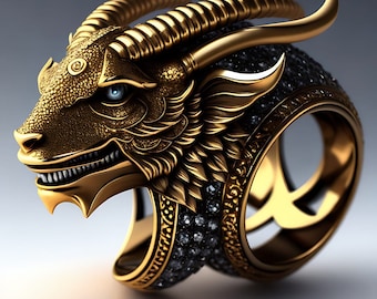Baphomet Goat Head Ring: 925 Sterling Silver, Satanic Jewelry