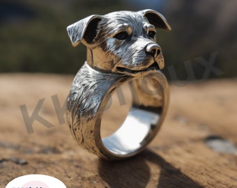 Sterling Silver Dog Ring, Pet ring, dog totem ring, dog lover gift, Animal Jewelry, Handmade silver ring, Unique ring, Animal Lovers Ring