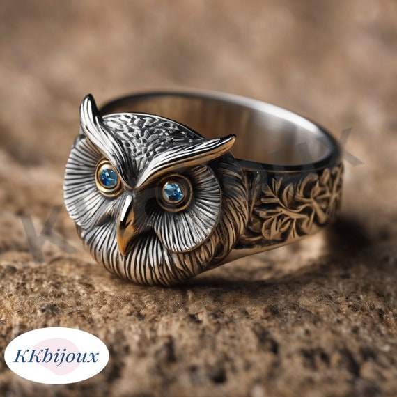 Silver owl ring deals