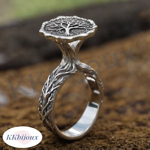 Yggdrasil Tree of Life Handmade Signet Ring, Sterling Silver Yggdrasil Pinky Men Ring, Silver Tree of Life Jewelry, Norse Mythology Men Gift