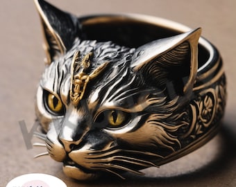 Sterling Silver samurai Cat Ring, Pet ring, Cat totem ring, Cat lover gift, Animal Jewelry, Handmade silver ring, Unique ring, Animal Lovers