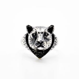 Anillo de leopardo de plata esterlina 925, anillo de animal de plata esterlina, anillo de pantera, anillo de animal único, anillo de amante de los animales,