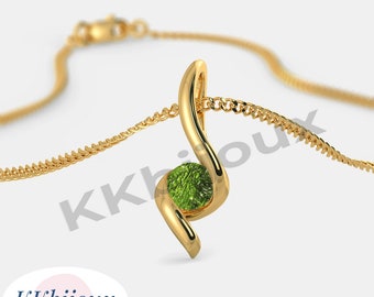 Colgante de cuarzo moldavita verde, plata de ley 925, cristal curativo
