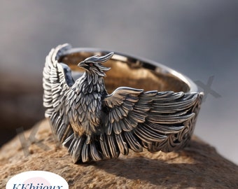 Tidlös själ: Handgjord silverring av fenix - Symbol för återfödelse, styrka och evig nåd