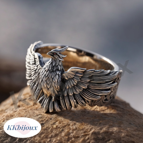Timeless Spirit: Handcrafted Phoenix Silver Ring - Symbol of Rebirth, Strength, and Everlasting Grace