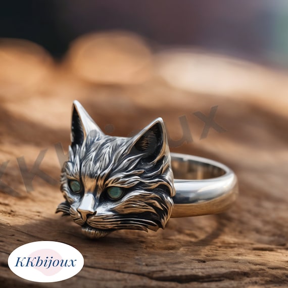 Anillo de gato de plata de ley anillo de mascota anillo de totem de gato regalo