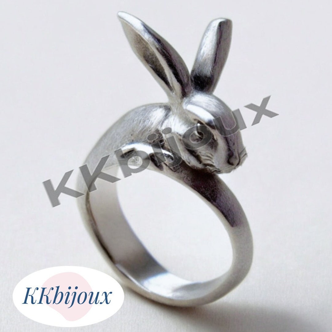 Ear Rabbit Ring Sterling Silver Rabbit Ring - - Rabbit Lover Gift - Silver Bunny Ring ...