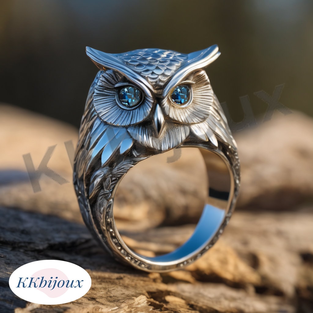 Sterling Silver owl  Ring, Pet ring, owl totem ring, owl lover gift, Animal Jewelry, Handmade silver