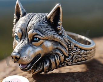 Siberian Husky , Pet ring, dog totem ring, dog lover gift, Animal Jewelry, dog ring, Unique ring, Animal Lovers Ring,Siberian Husky ring