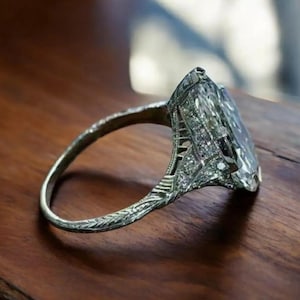 Vintage Style 3.00 CT Pear Cut Moissanite Engagement Ring in 925 Argentium Silver, Art Deco Style Ring, Antique Style Jewelry, Gift For Her