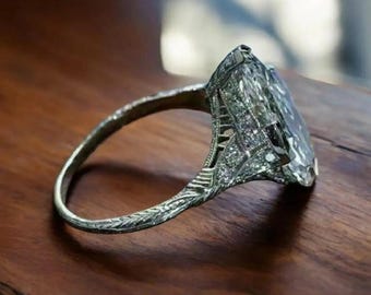 Vintage Style Pear Cut Moissanite Engagement Ring, 3.00 CT, 925 Argentium Silver, Art Deco Style