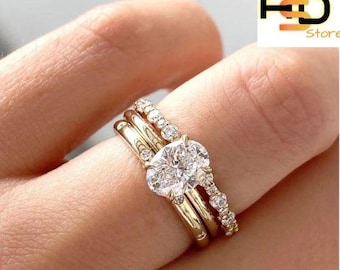 Handmade 1.0 TCW Round Cut CZ Diamond Wedding Band - Sterling Silver Gold Stackable Ring