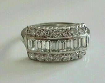 Bague en argent argentium avec diamant CZ de style édouardien et diamant CZ