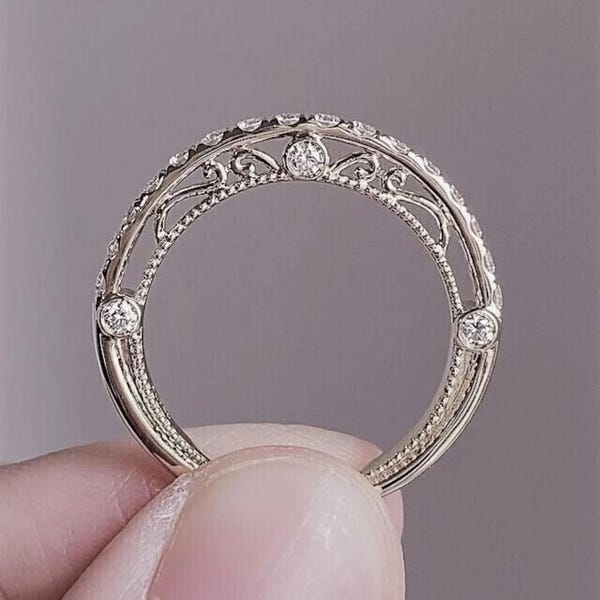 Art Deco Diamant Ehering, Diamant Band, Stapelring, Vintage Diamant Eternity, antik. moissanit band, verlobungsring