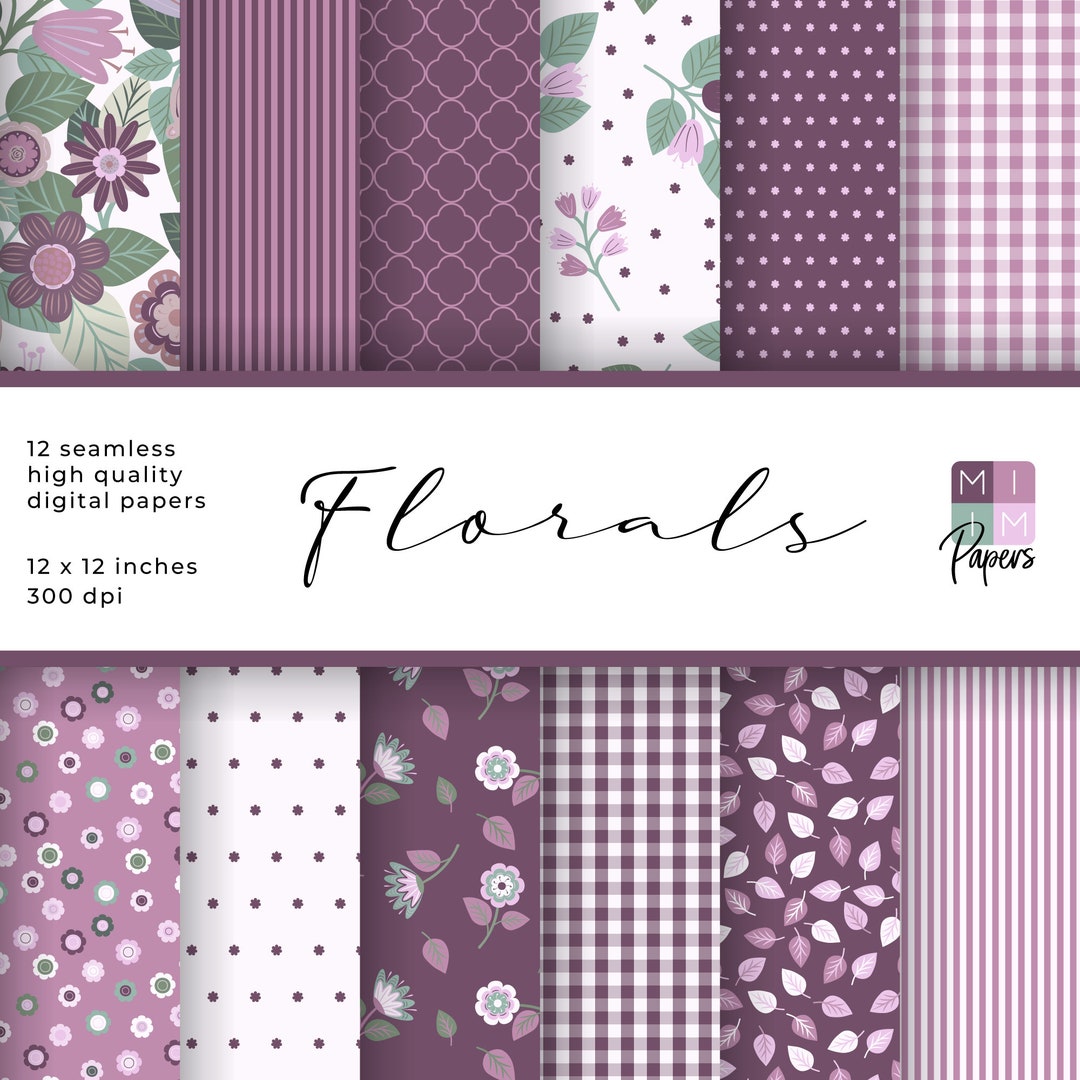 12 Seamless Floral Pattern Design Digital Paper Scrapbooking Simple ...