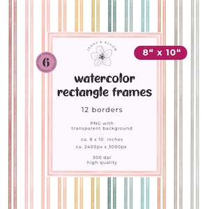 bordure rectangle aquarelle - clipart cadre - cadre numérique photo rayures aquarelle abstraites - couleurs neutres bohèmes 20 x 10 pouces