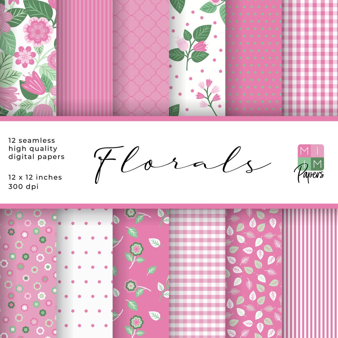 12 Seamless Floral Pattern Design Digital Paper Scrapbooking Simple ...