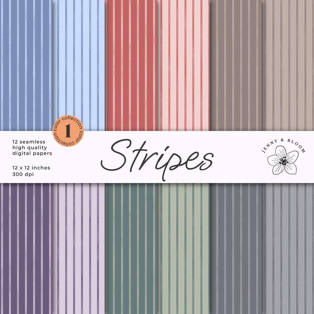 Boho Stripe Seamless Pattern: Digital Paper Set (12x12 Inch, 300 Dpi ...