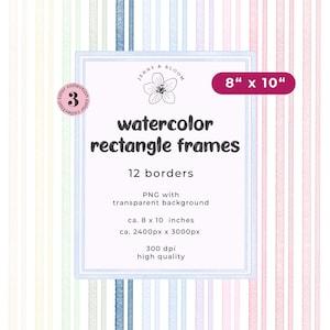Bordure rectangle aquarelle - clipart cadre - cadre numérique photo rayures aquarelle abstraites - couleurs pastel 20 x 25 cm